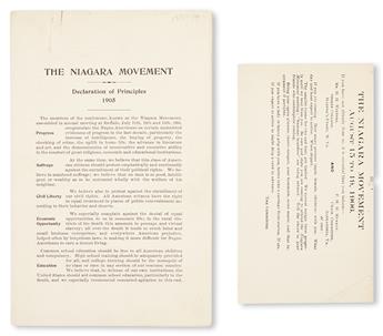 (CIVIL RIGHTS.) DU BOIS, W. E. B. The Niagara Movement, Declaration of Principles, 1905.